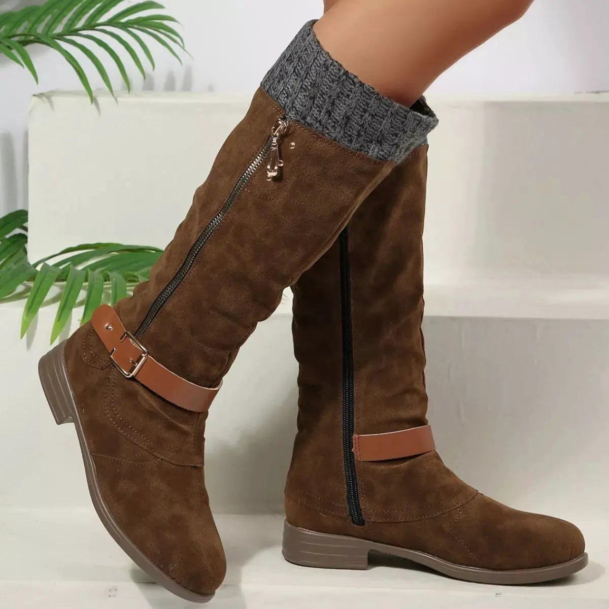 Round Toe Block Heels Boots by Partner Label