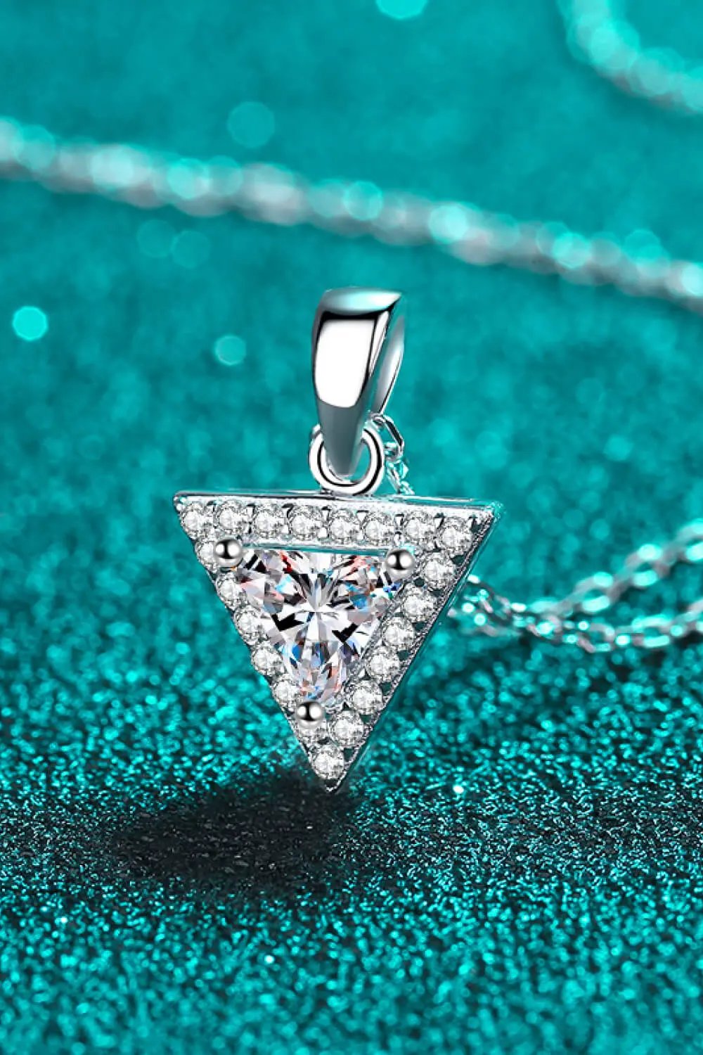 925 sterling silver triangle moissanite pendant necklace by Partner Label