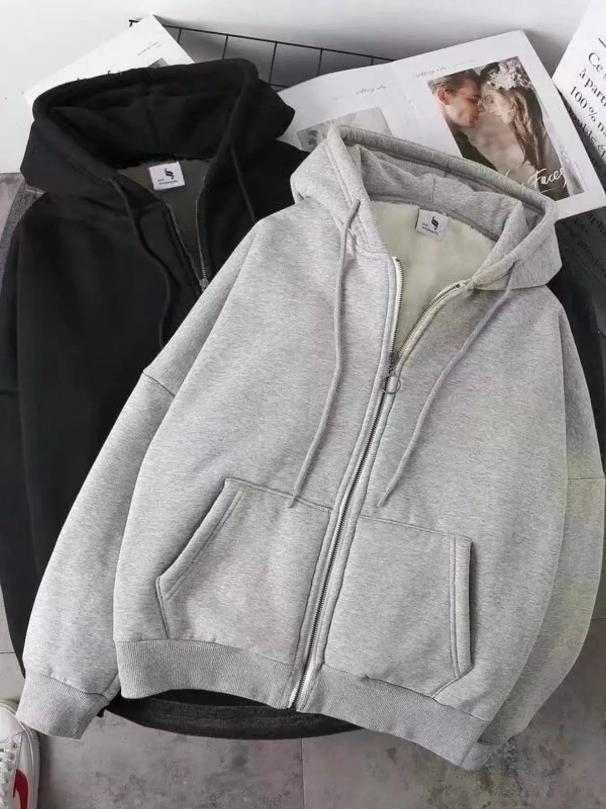 Men's Plus Size Fleece Lined Zip-Up Hoodie by Partner Label