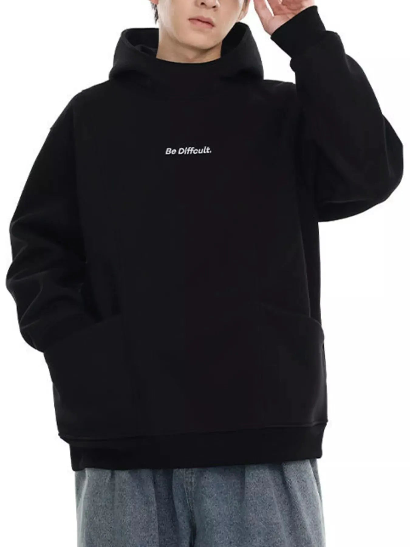 Men's Plus Size Letter Long Sleeve Hoodie by Trendsi
