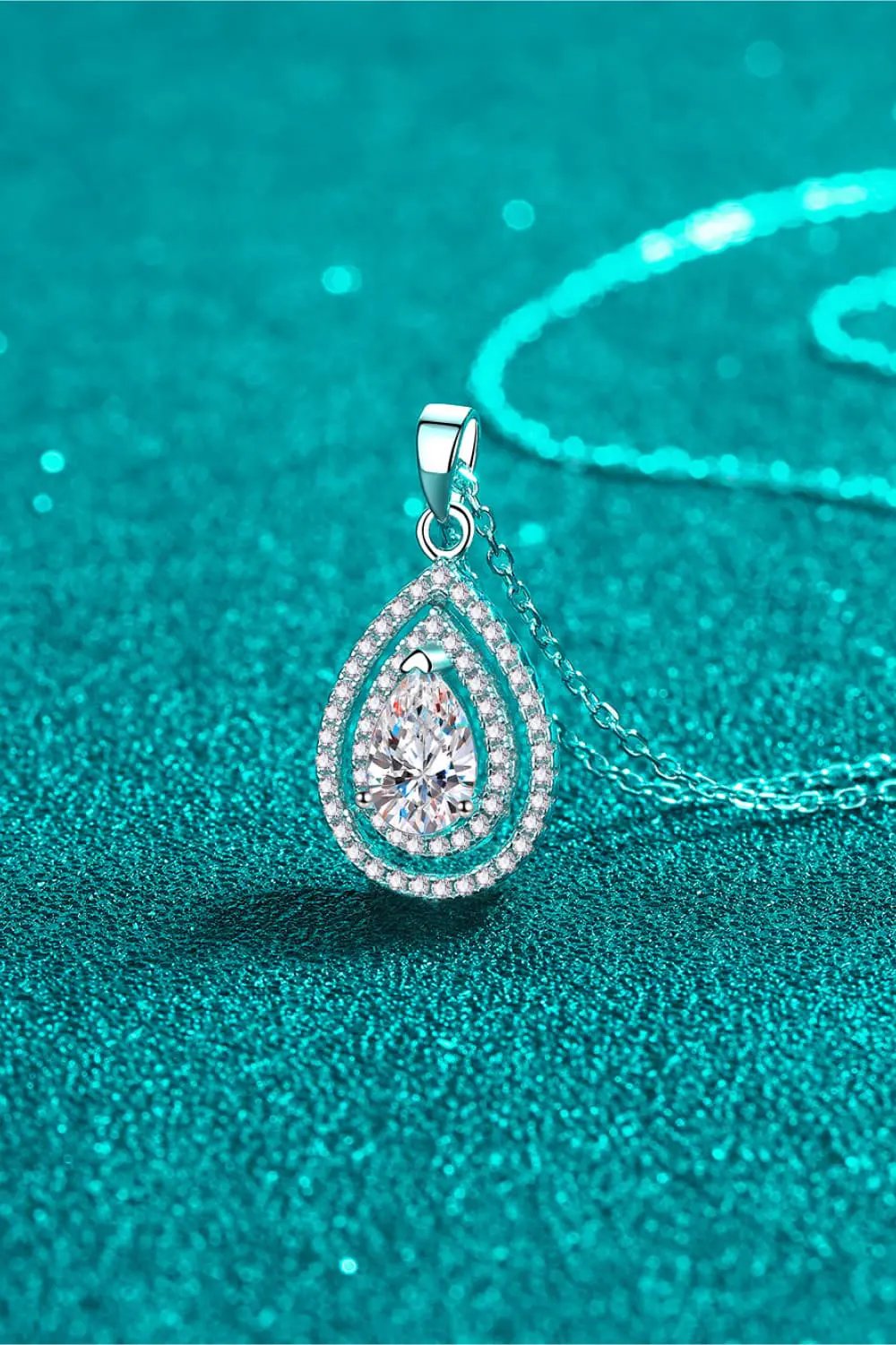 1 Carat Moissanite Teardrop Pendant Necklace by Partner Labels