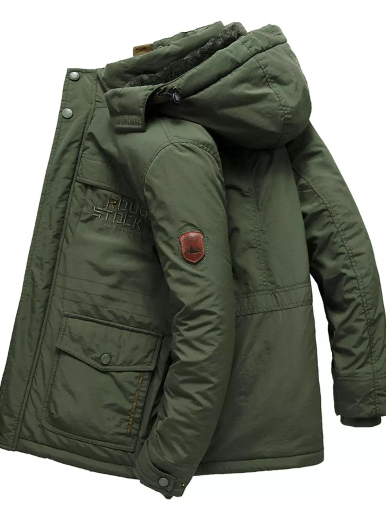 Men's Plus Size Zip Up Hooded Parka Coat by Partner Label