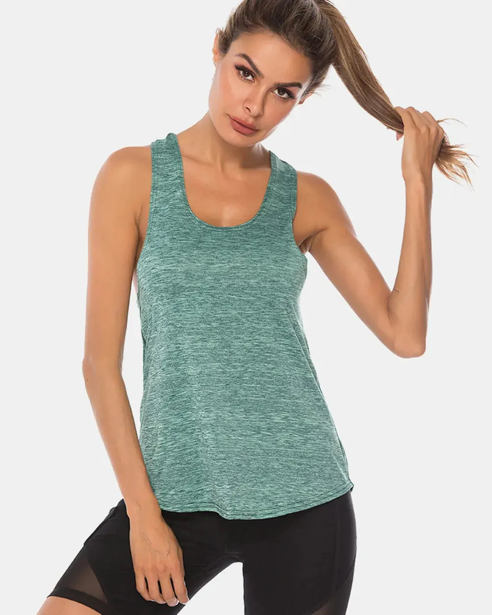 Full Size Scoop Neck Wide Strap Active Tank by Partner Label