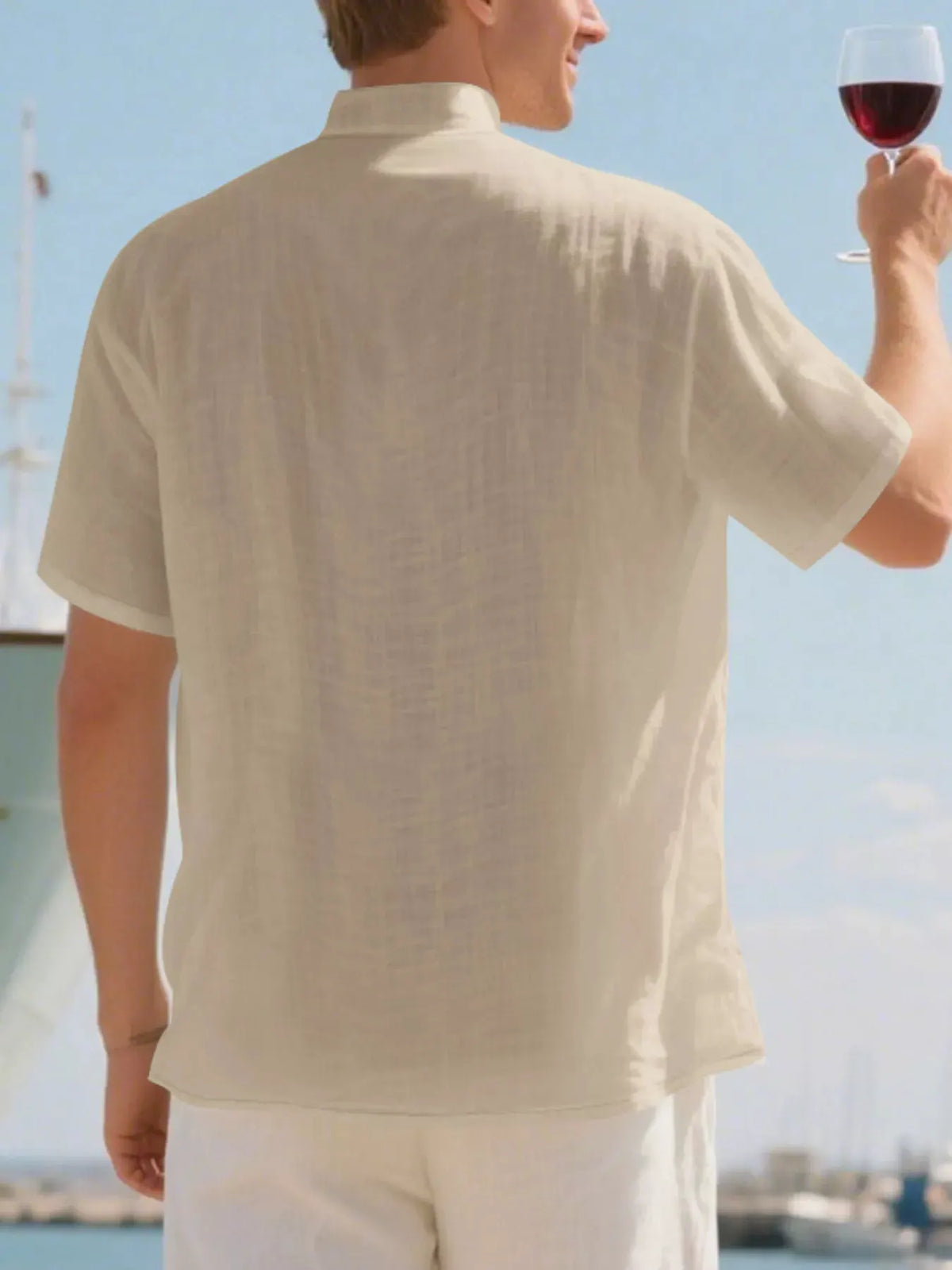 Men's Full Size Casual Linen Blend Short Sleeve Shirt Plus Size by Trendsi