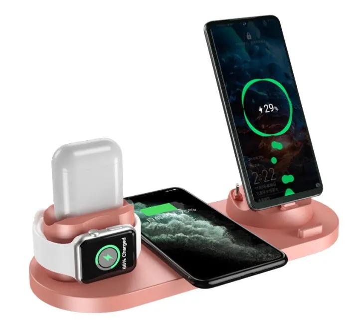 Wireless Charger For IPhone Fast Charger For Phone Fast Charging Pad For Phone Watch 6 In 1 Charging Dock Station by Maiden-Art