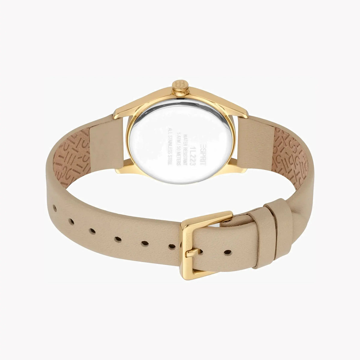Esprit Women's Beige Leather Watch, Silver Dial | Es1l084m0015 by ESPRIT