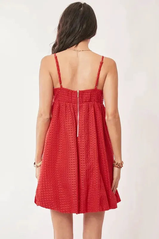 Davi & Dani Textured Sweetheart Neckline Bubble Hem Dress by Davi & Dani