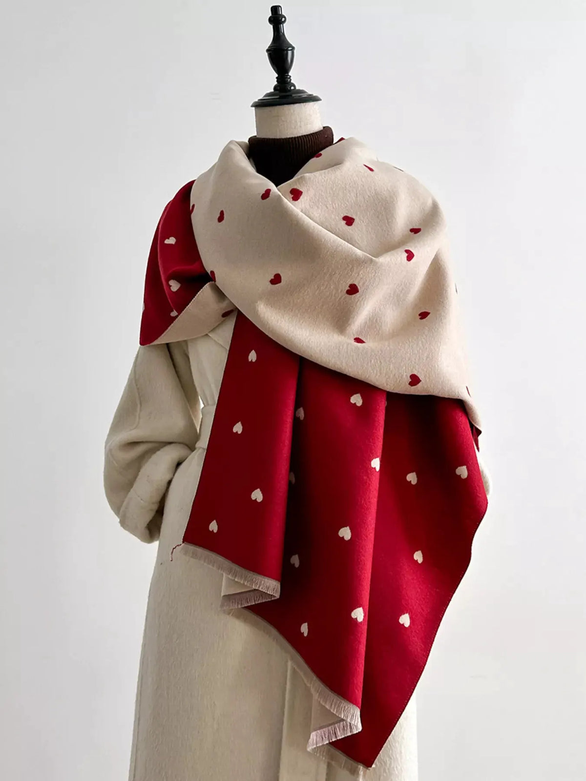 Heart Raw Hem Scarf by Partner Label