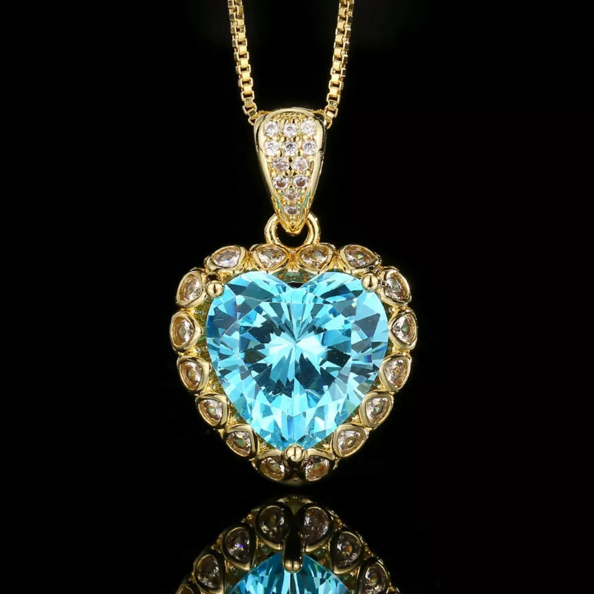 Heart-Shaped Aquamarine Pendant Necklace by Partner Labels
