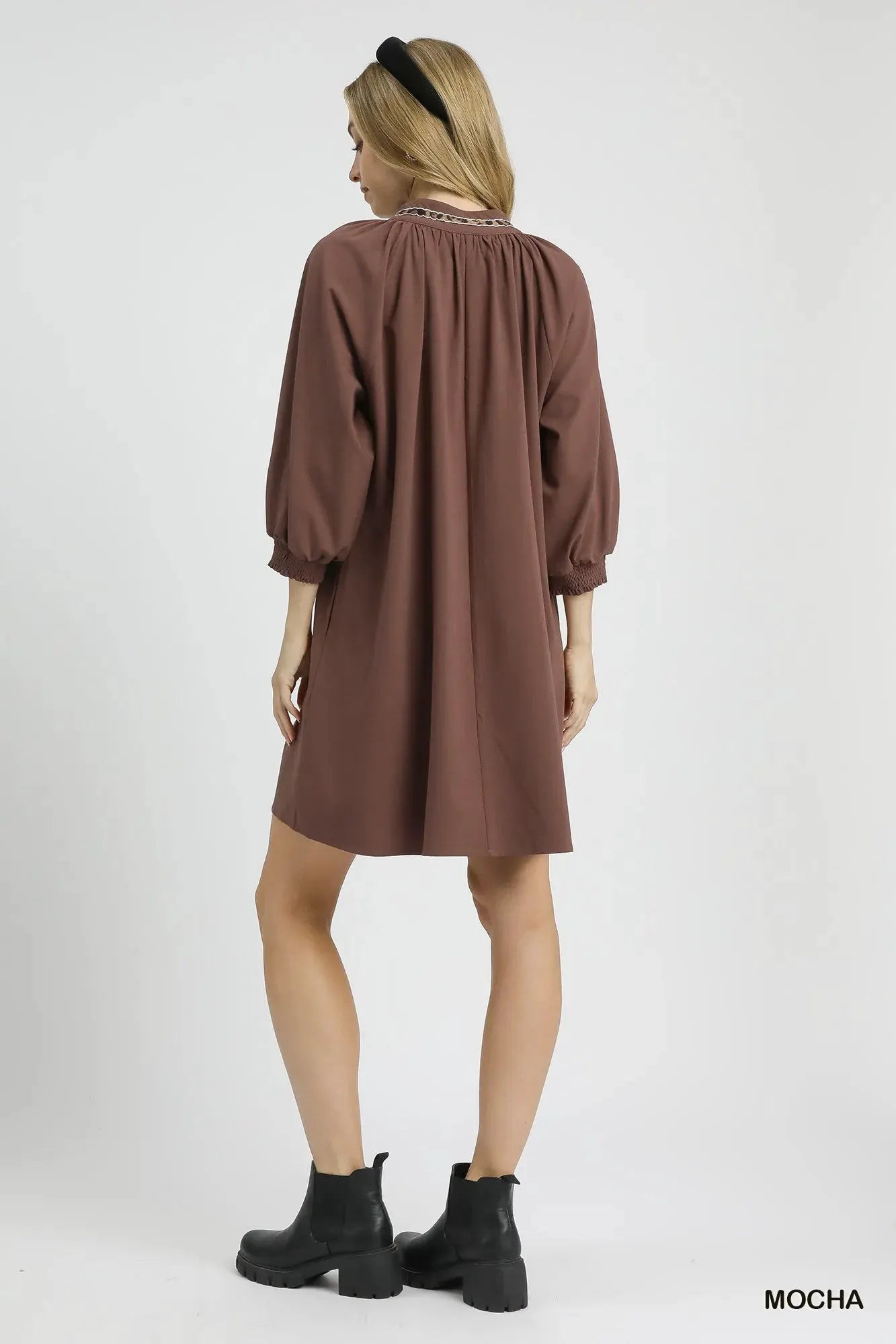 Umgee Notched Shift Dress with Trim Detail by Umgee