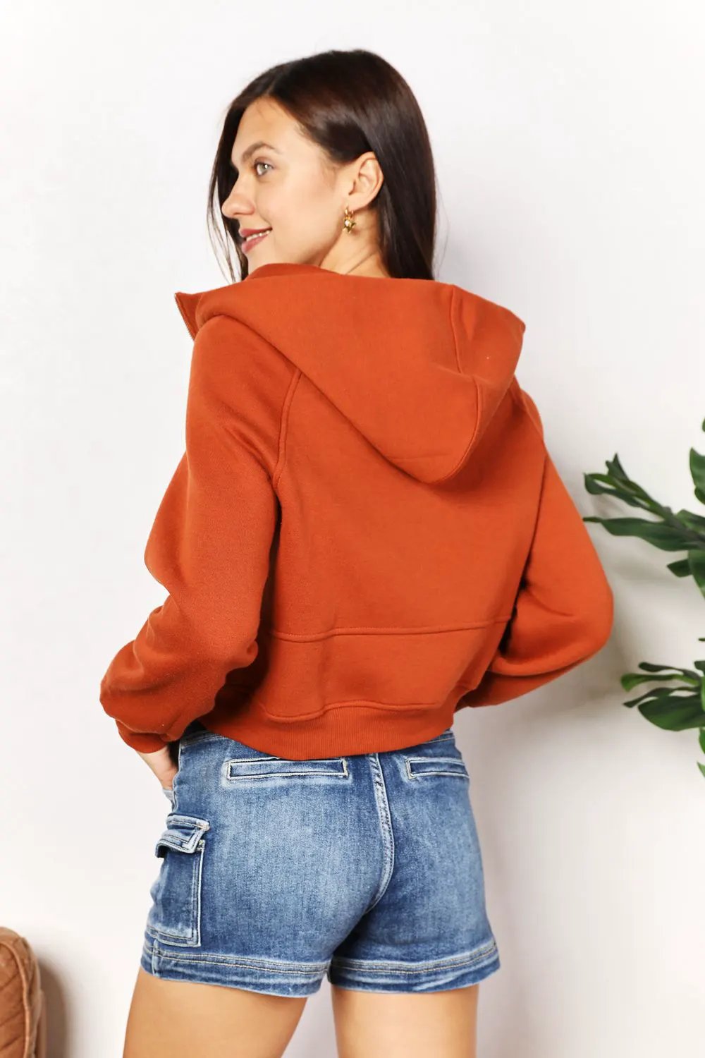 Double Take Half-Zip Long Sleeve Hoodie by Double Take