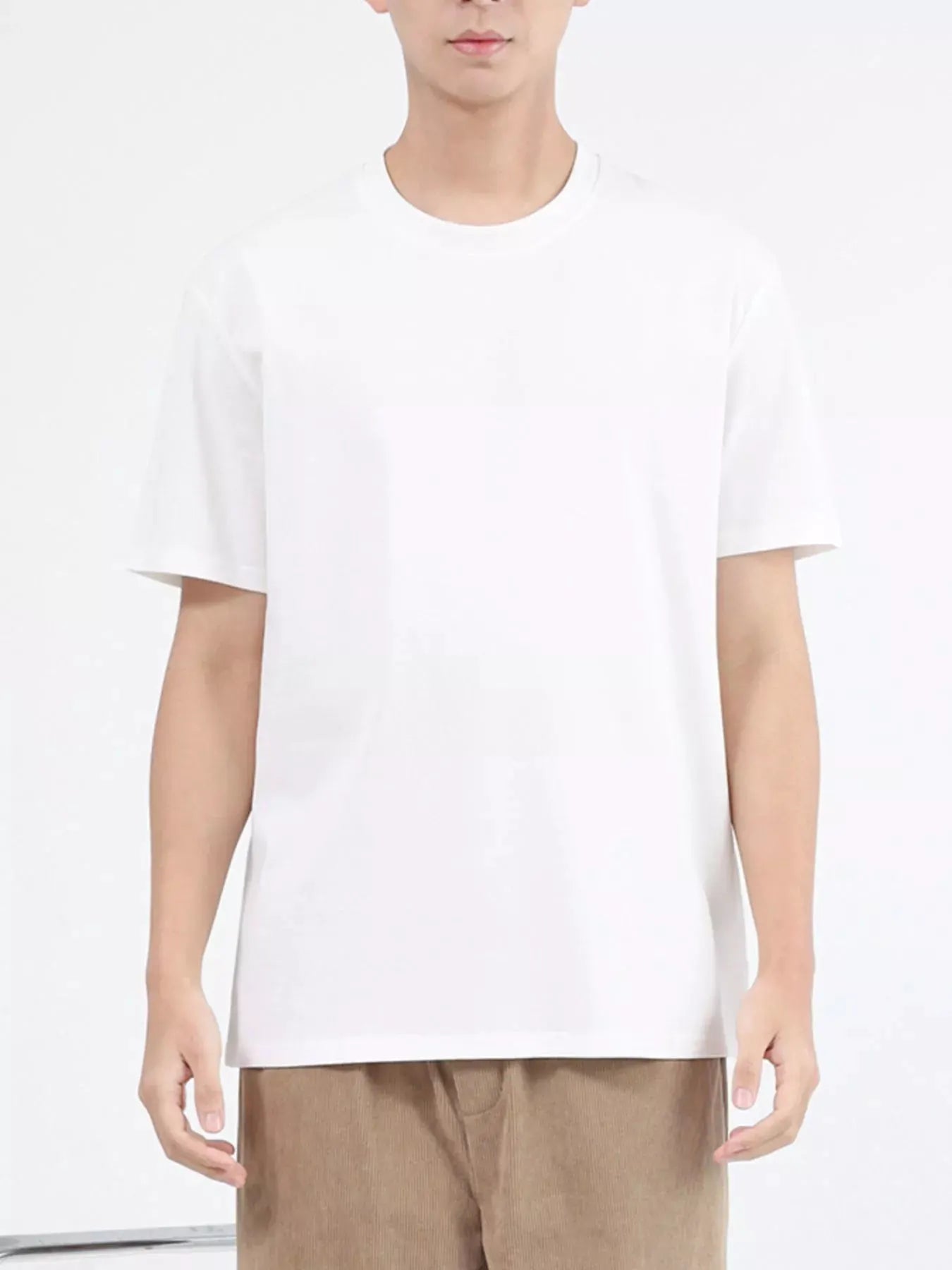 Men's Plus Size Classic Crew Neck T-Shirt by Trendsi