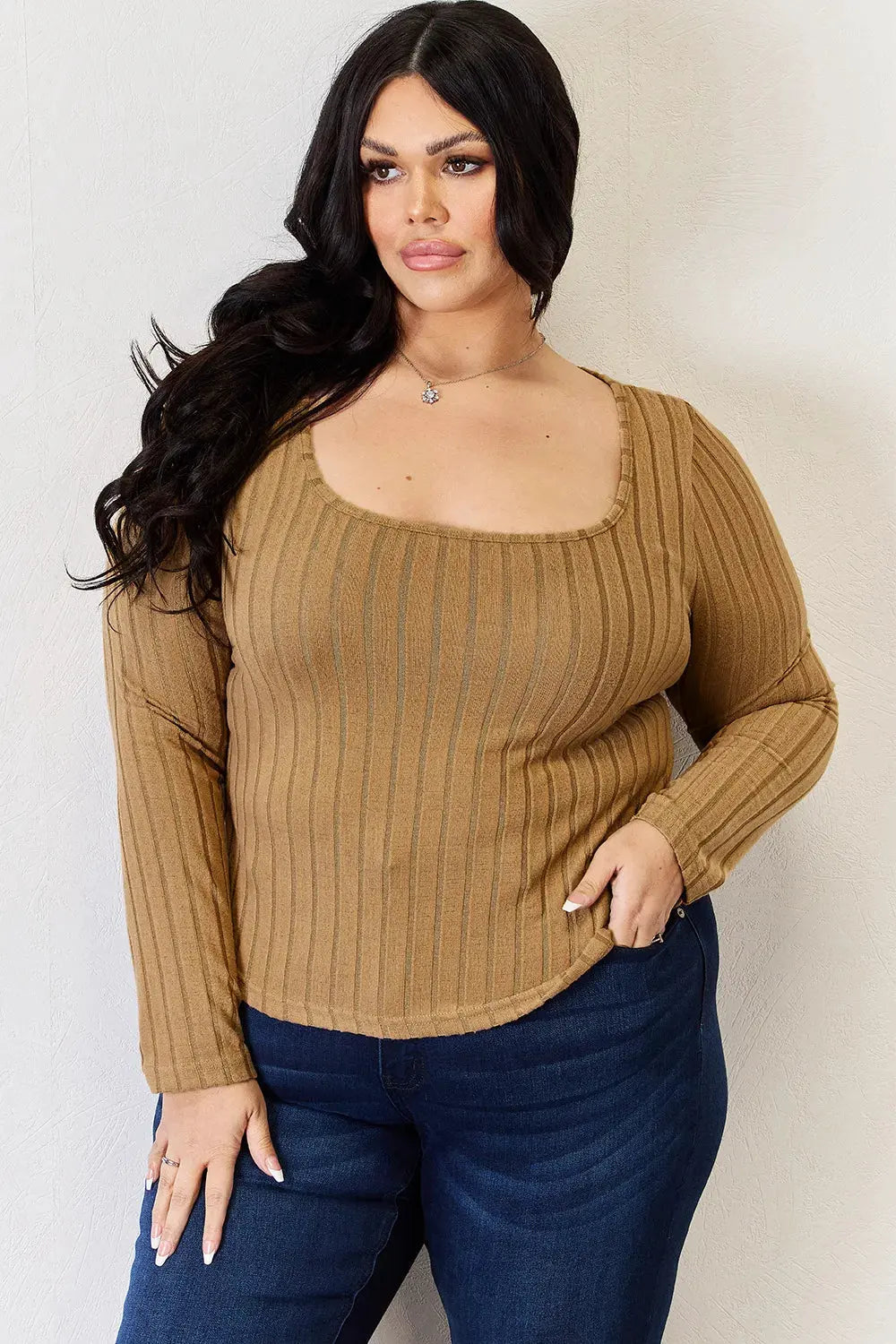 Basic Bae Full Size Ribbed Long Sleeve T‑Shirt | Partner Labels Selection by Partner Label