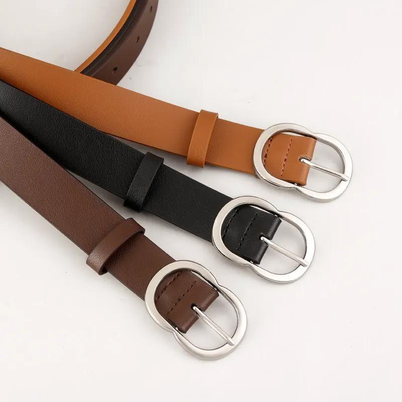 Skinny Belt with Oval Buckle by Trendsi