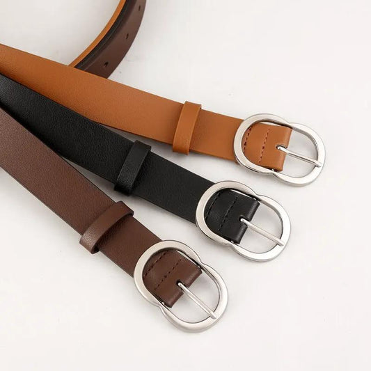 Skinny Belt with Oval Buckle by Trendsi