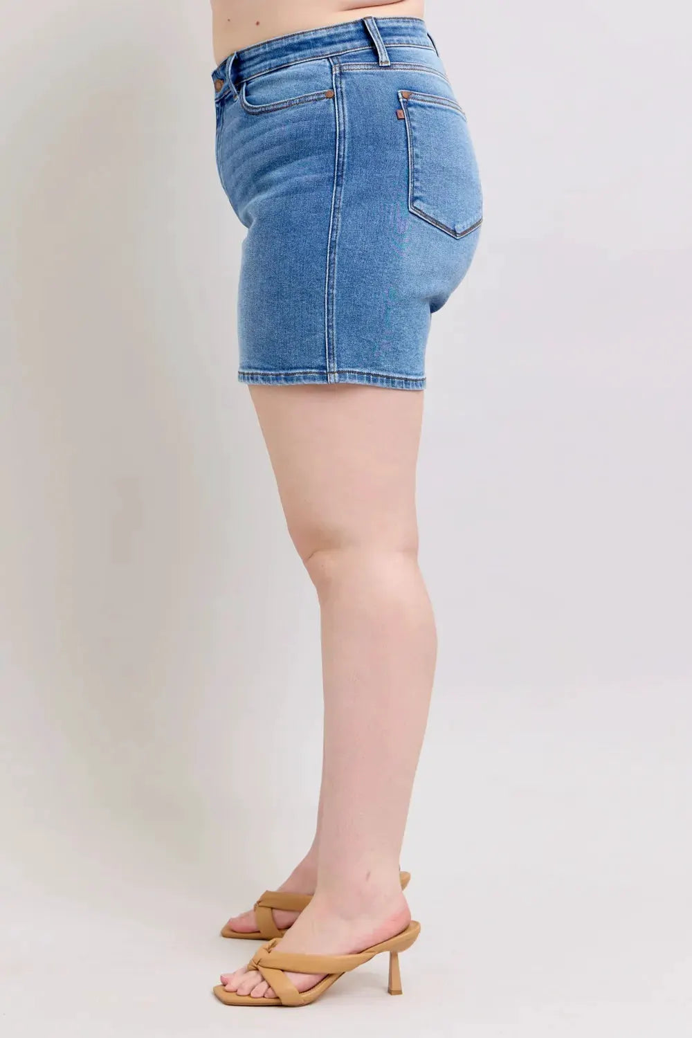 Judy Blue Full Size 2 Button Denim Shorts with Pockets Plus Size by Judy Blue
