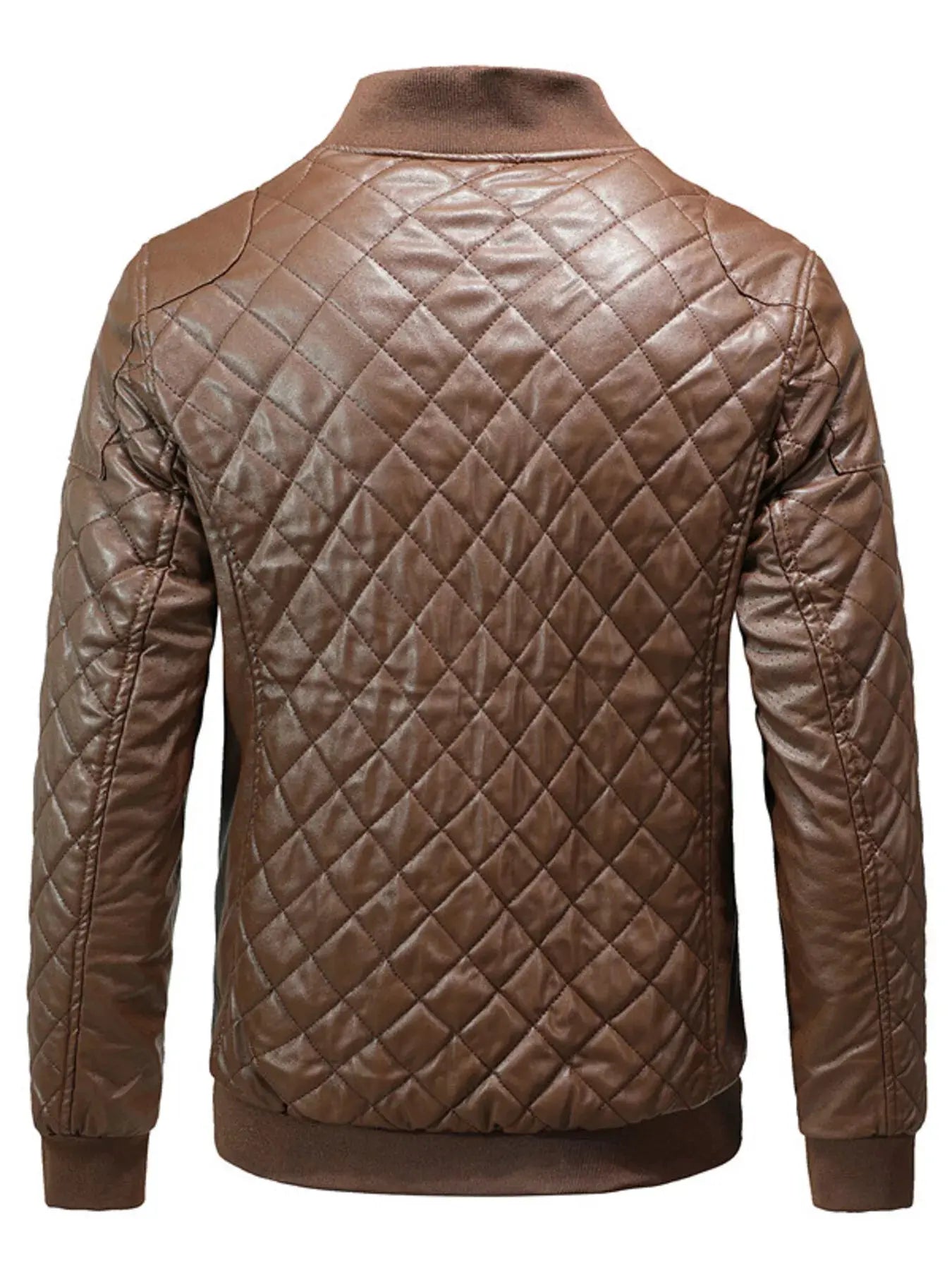 Men's Plus Size Quilted Faux Leather Bomber Jacket by Partner Label