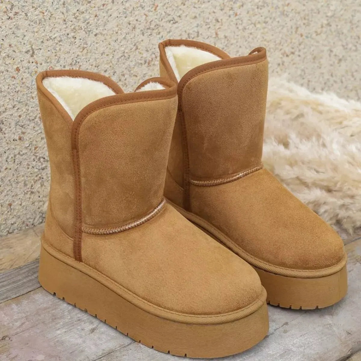 Round Toe Platform Boots by Partner Label