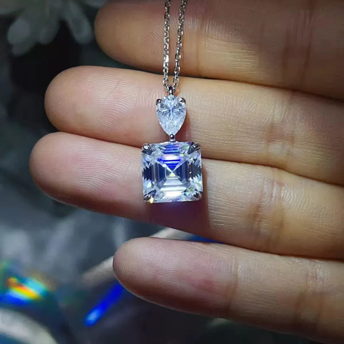 5.8 Carat Moissanite 925 Sterling Silver Pendant Necklace by Partner Labels