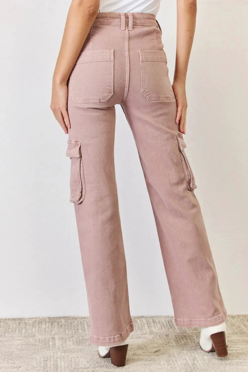 RISEN Full Size High Rise Cargo Wide Leg Jeans by RISEN