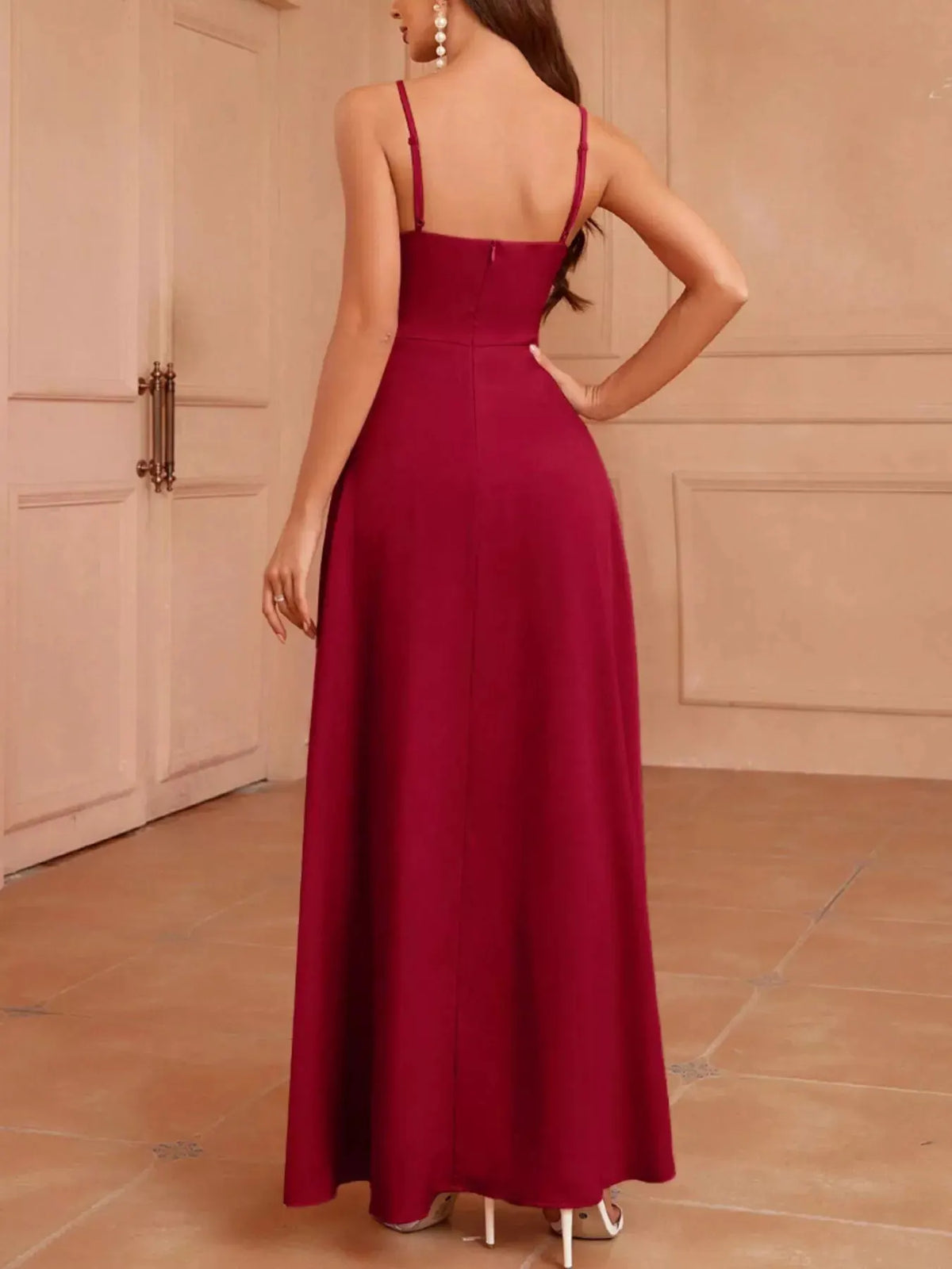 Slit Spaghetti Strap Maxi Dress by Partner Label