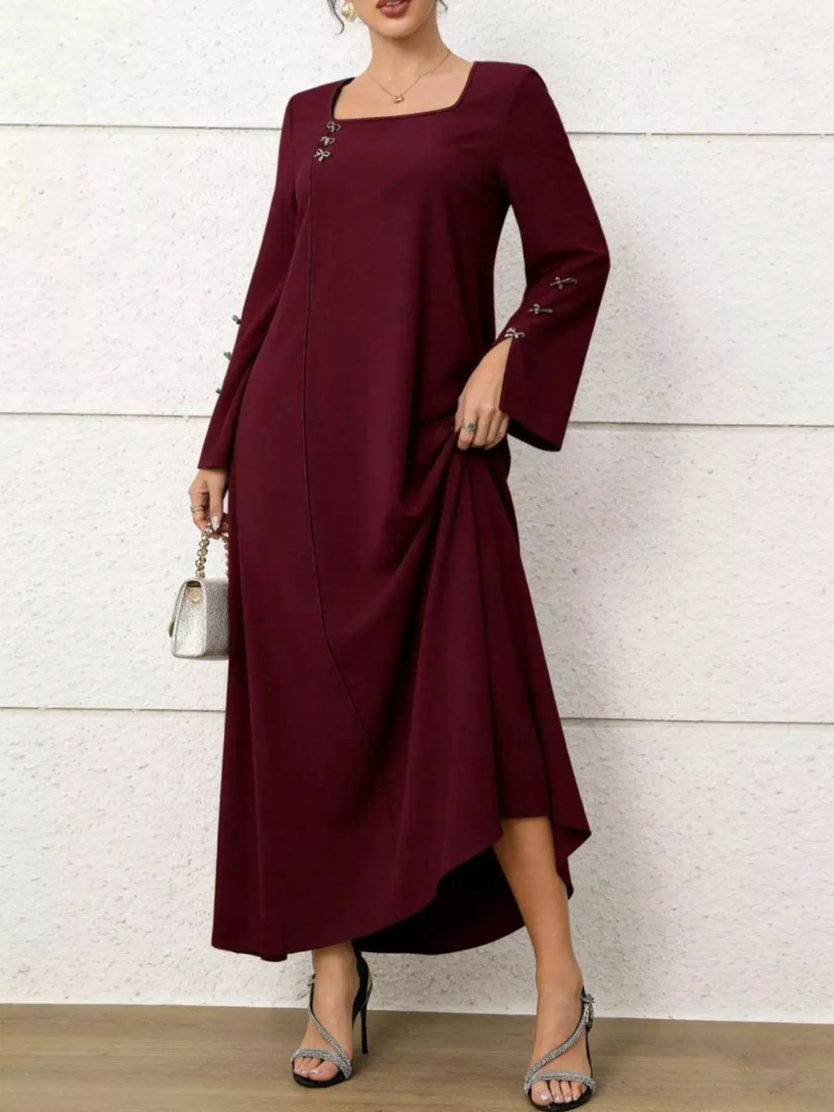 Square Neck Flare Sleeve Maxi Dress by Partner Label