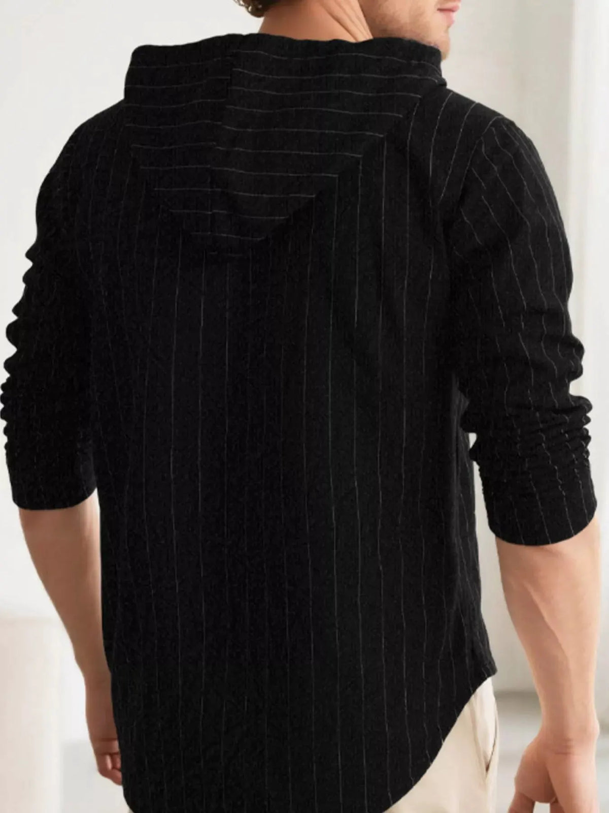 Men's Full Size Drawstring Hooded Button Up Shirt Plus Size by Trendsi
