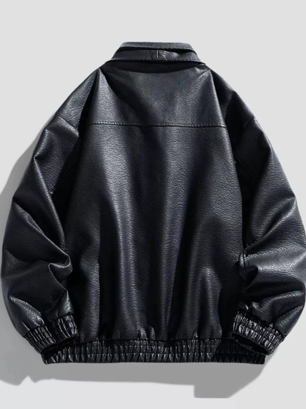 Men's Plus Size Faux Leather Bomber Jacket by Trendsi