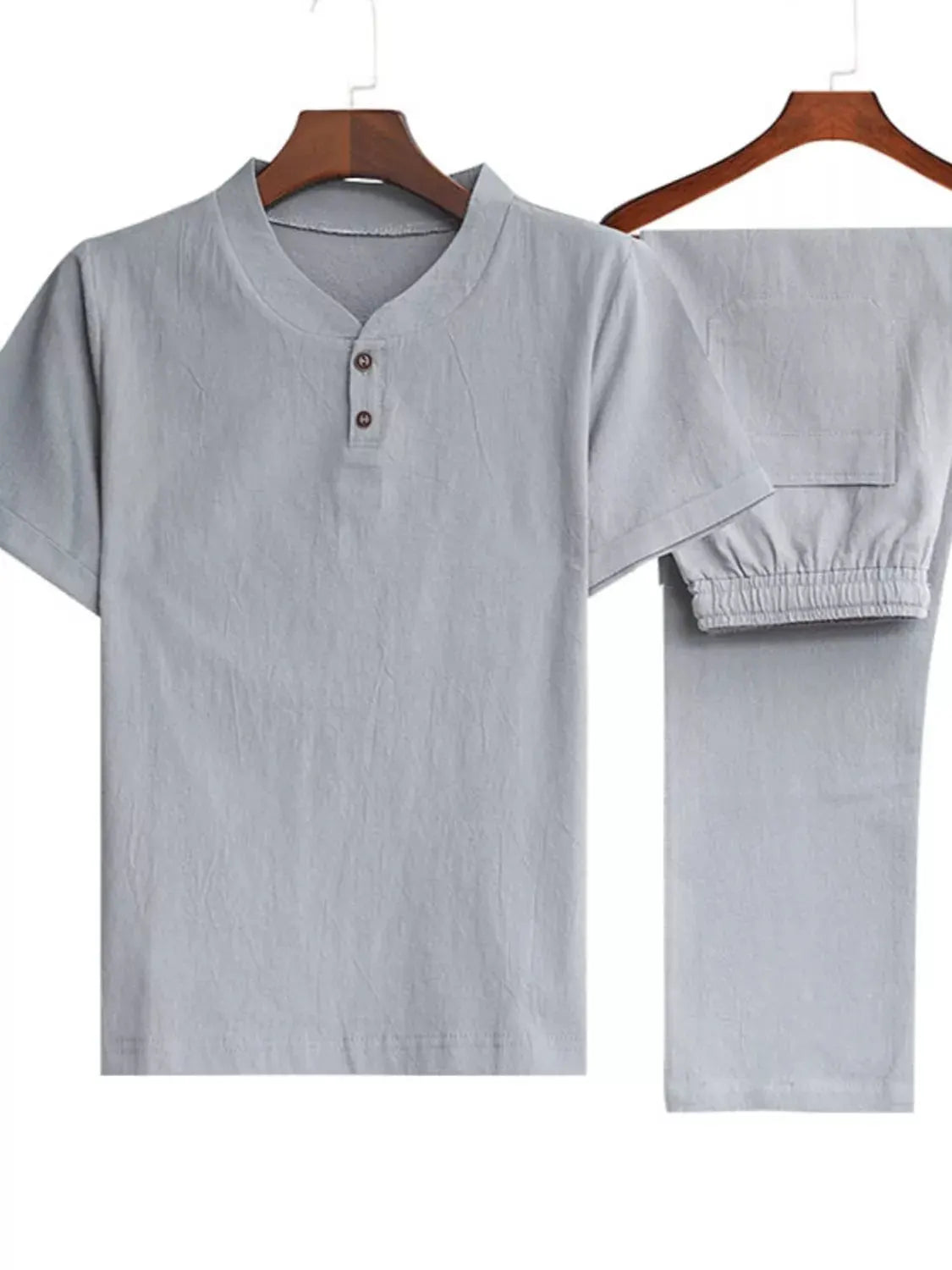 Men's Plus Size Casual Short Sleeve Top & Pants Set by Trendsi