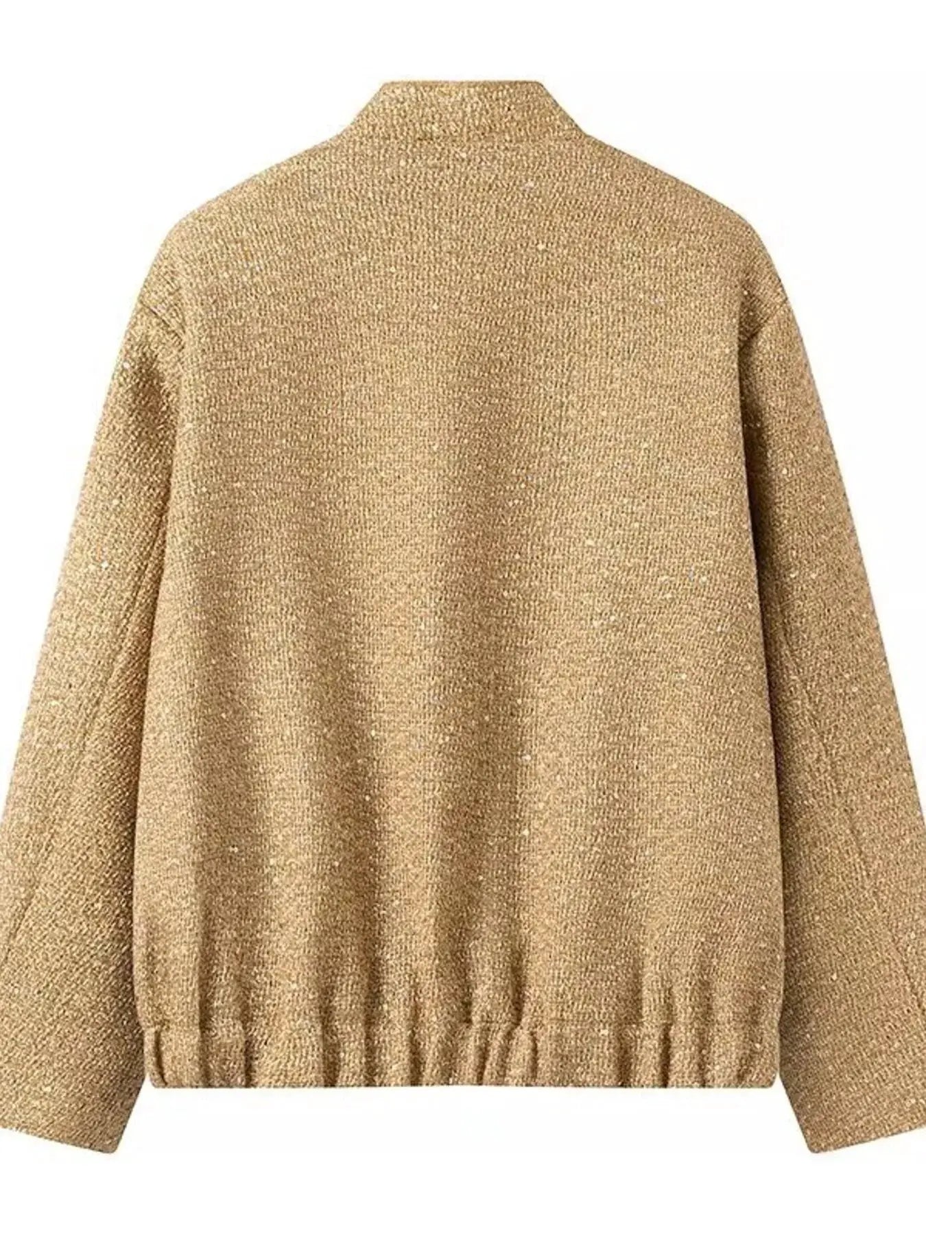 Sequin Long Sleeve Jacket with Pockets by Partner Label