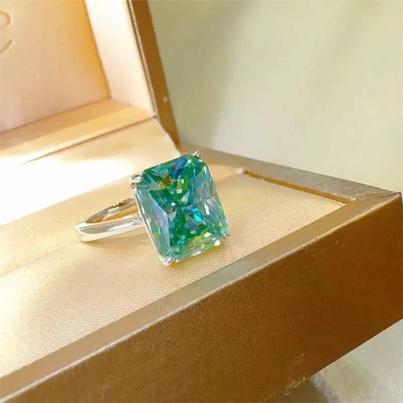 2 Carat 925 Sterling Silver Moissanite Rectangle Shape Ring by Partner Label