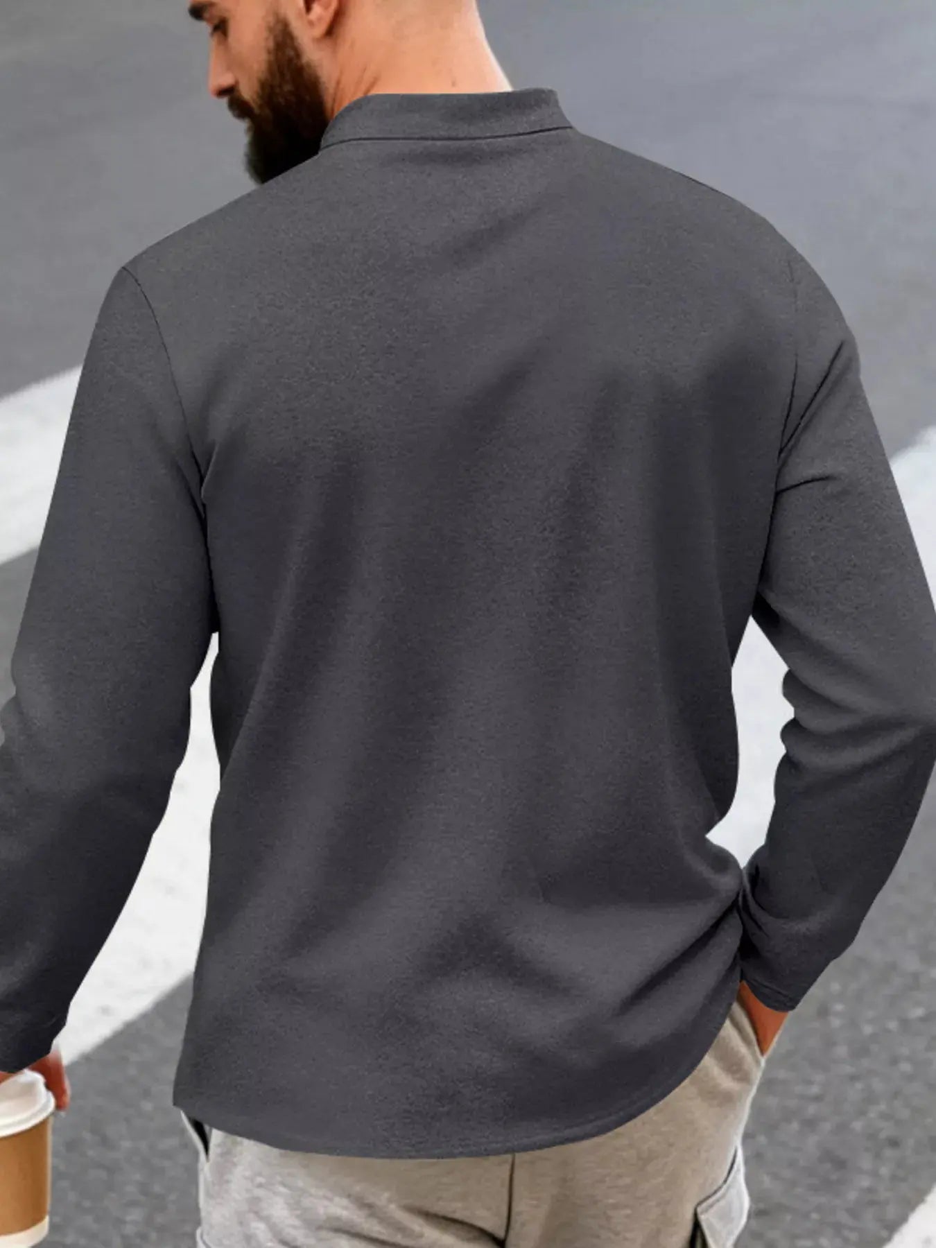 Men's Full Size Button Detail Long Sleeve Shirt Plus Size by Trendsi