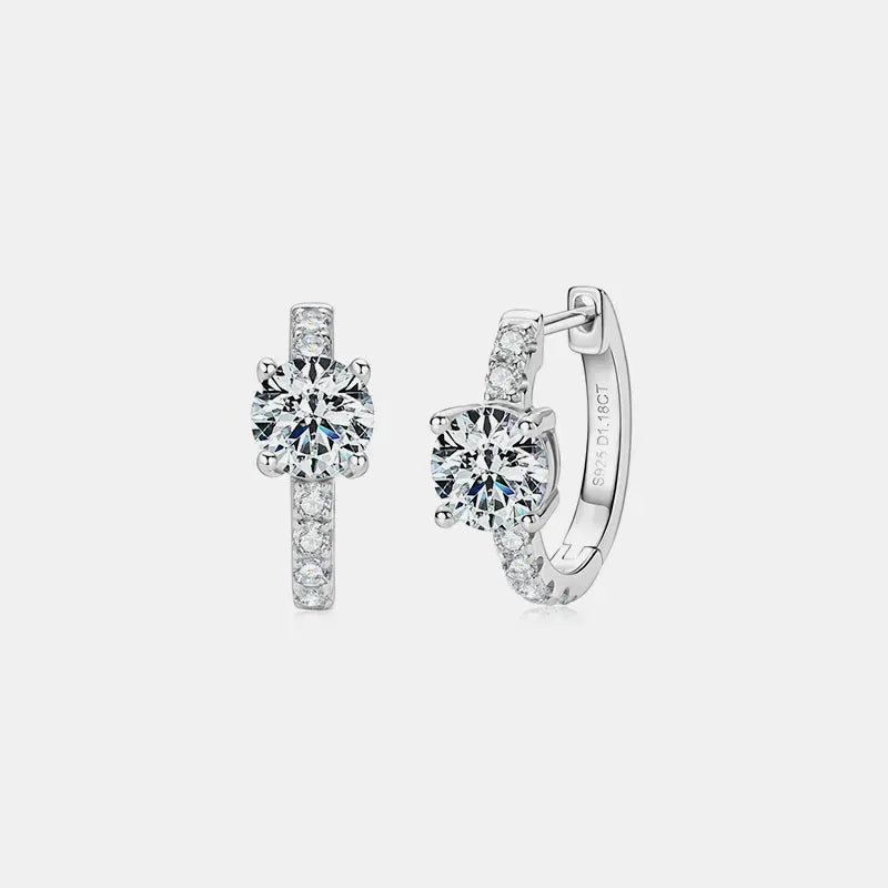 2.36 Carat Moissanite Zircon 925 Sterling Silver Hoop Earrings by Partner Label