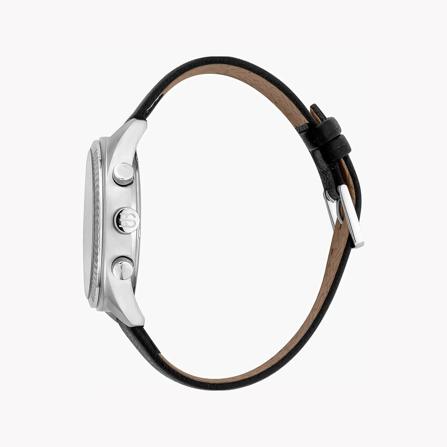 Esprit Men's Black Leather Watch, White Dial | ES1G309L0015 by ESPRIT