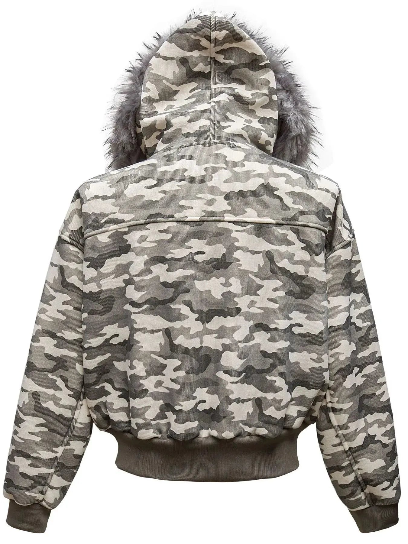 Men's Camouflage Faux Fur Hood Jacket by Partner Label