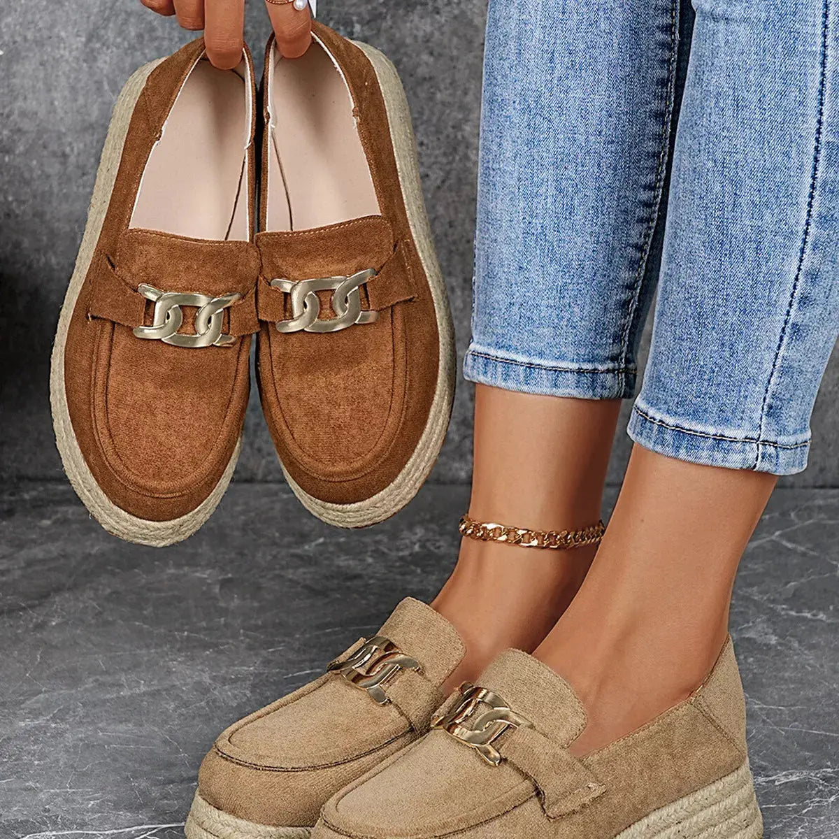 Round Toe Platform Slip-Ons by Partner Label