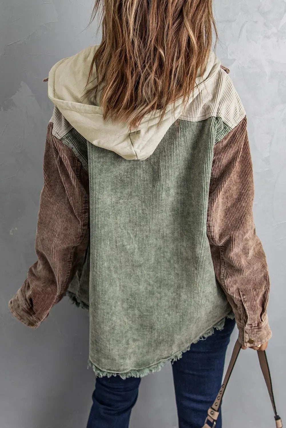 Snap Front Hooded Corduroy Shacket by Partner Label