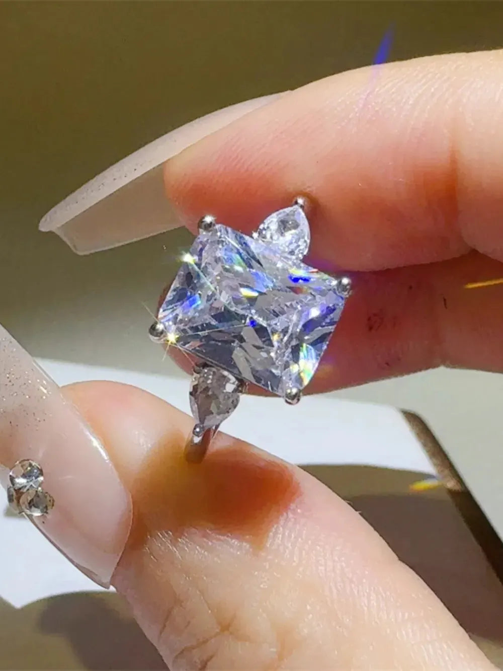 3 Carat Moissanite 925 Sterling Silver Square Shape Ring by Partner Label