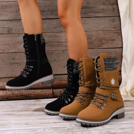Lace-Up Ankle Combat Boots by Partner Label