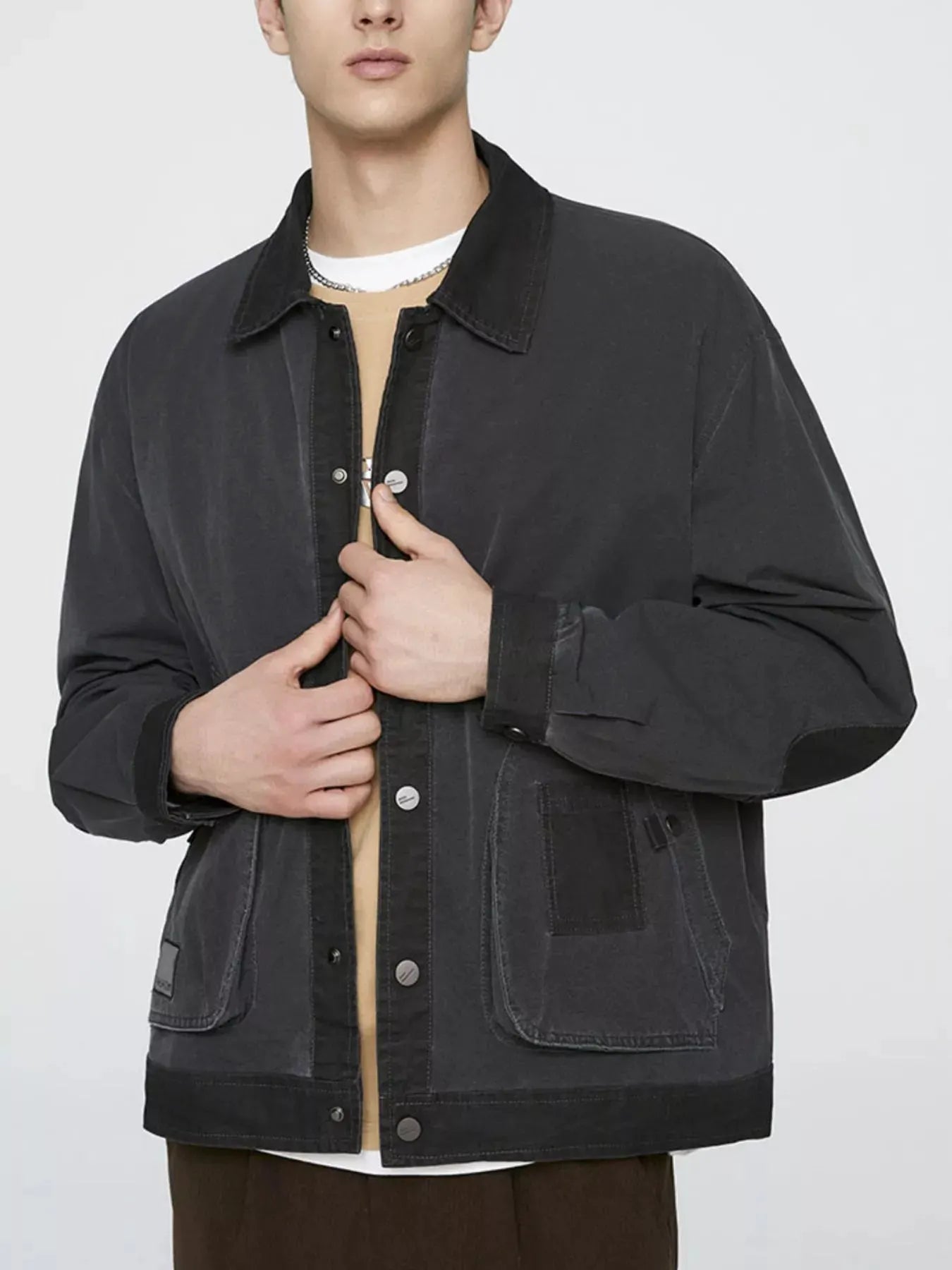 Men's Plus Size Snap Down Long Sleeve Jacket by Partner Label