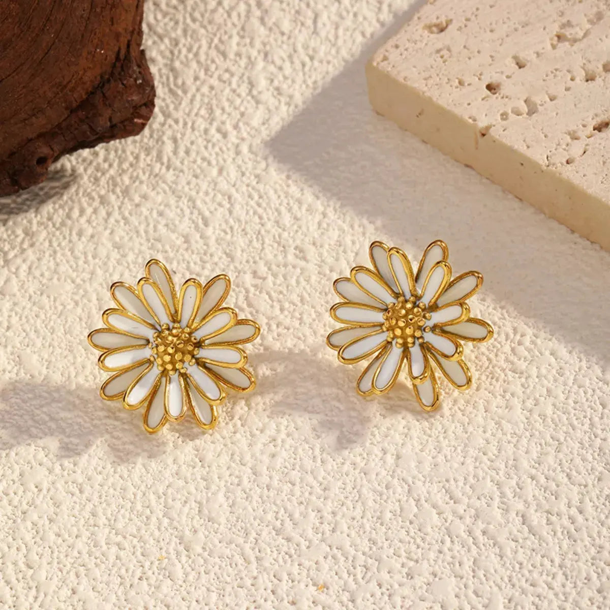 18K Gold-Plated Flower Stud Earrings by Partner Label