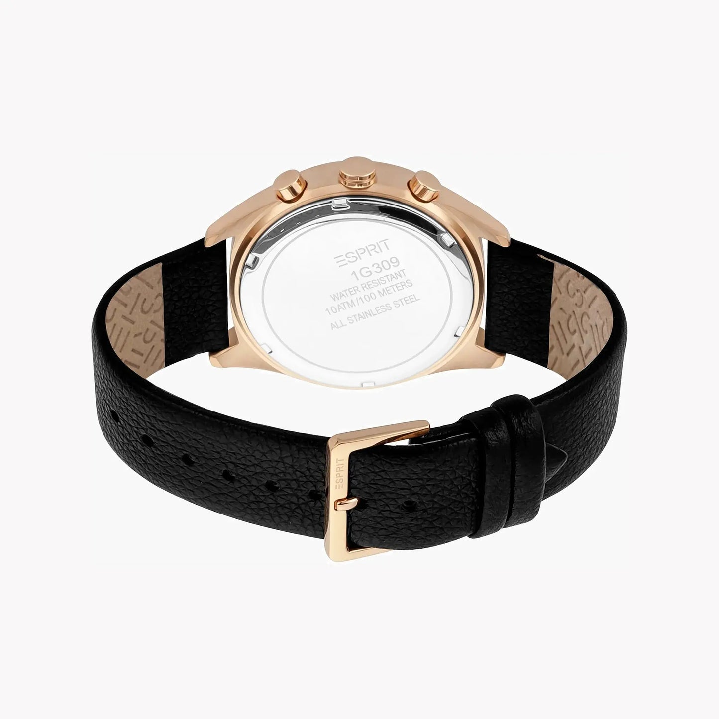 Esprit Men's Black Leather Watch, Black Dial | Es1g018m0065 by ESPRIT