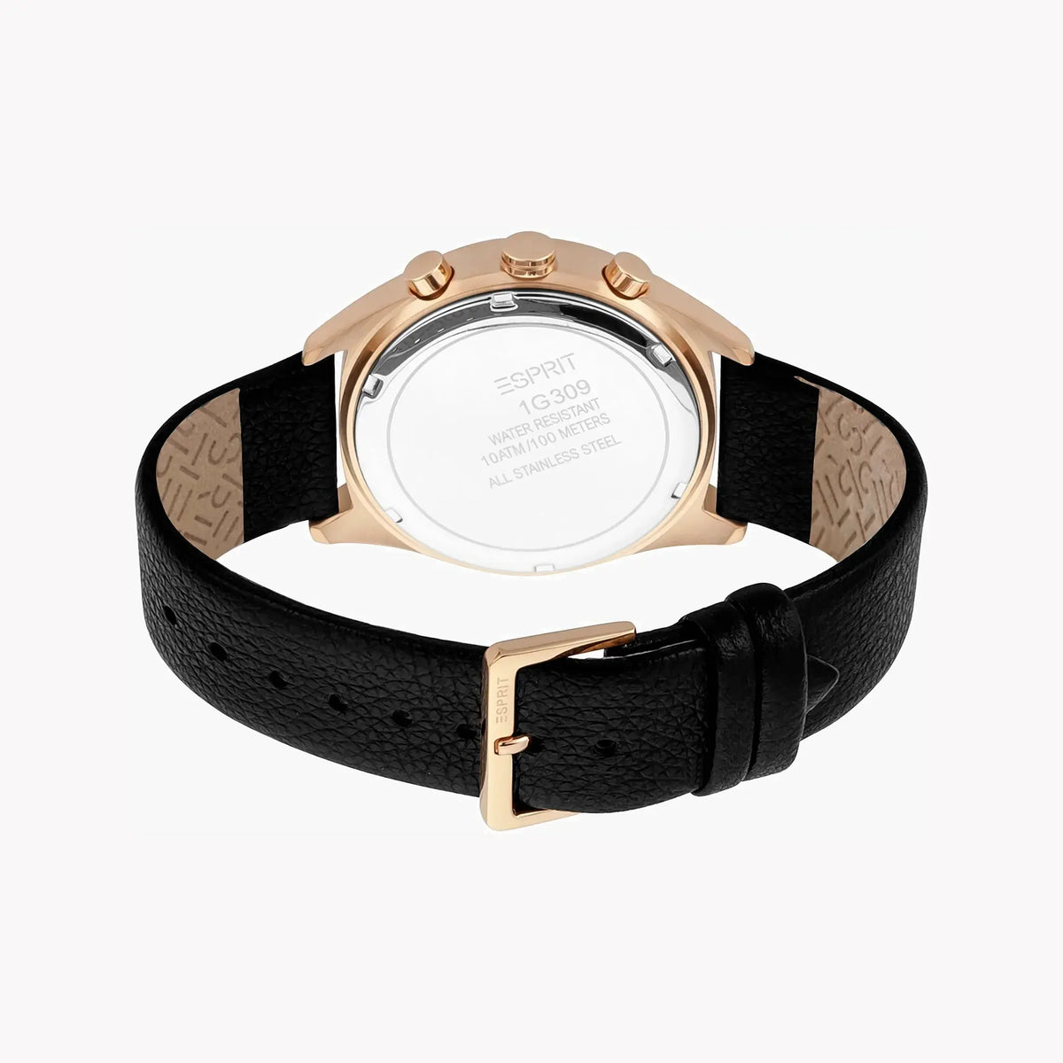 Esprit Men's Black Leather Watch, Black Dial | Es1g018m0065 by ESPRIT
