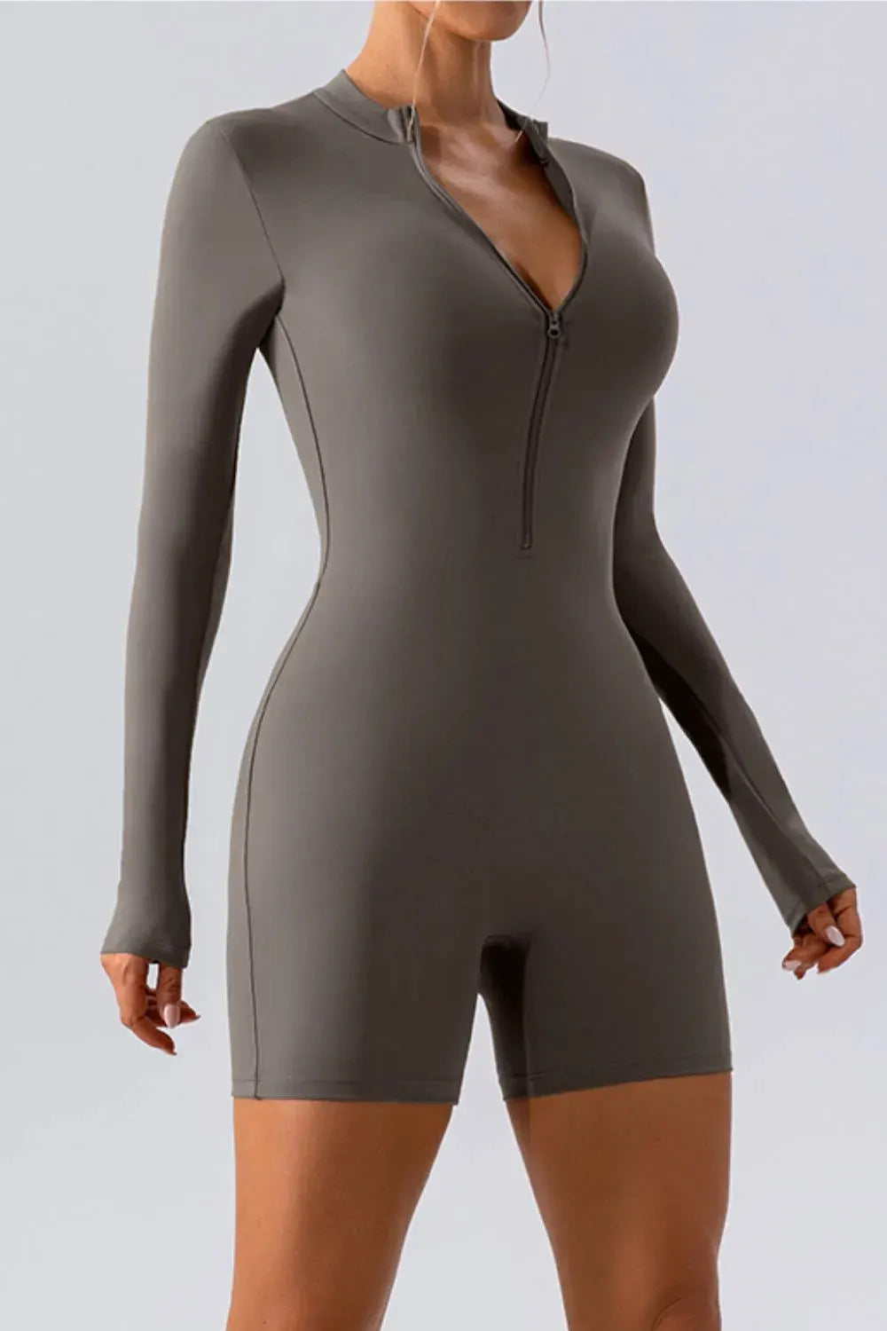 Half Zip Long Sleeve Active Romper by Partner Label
