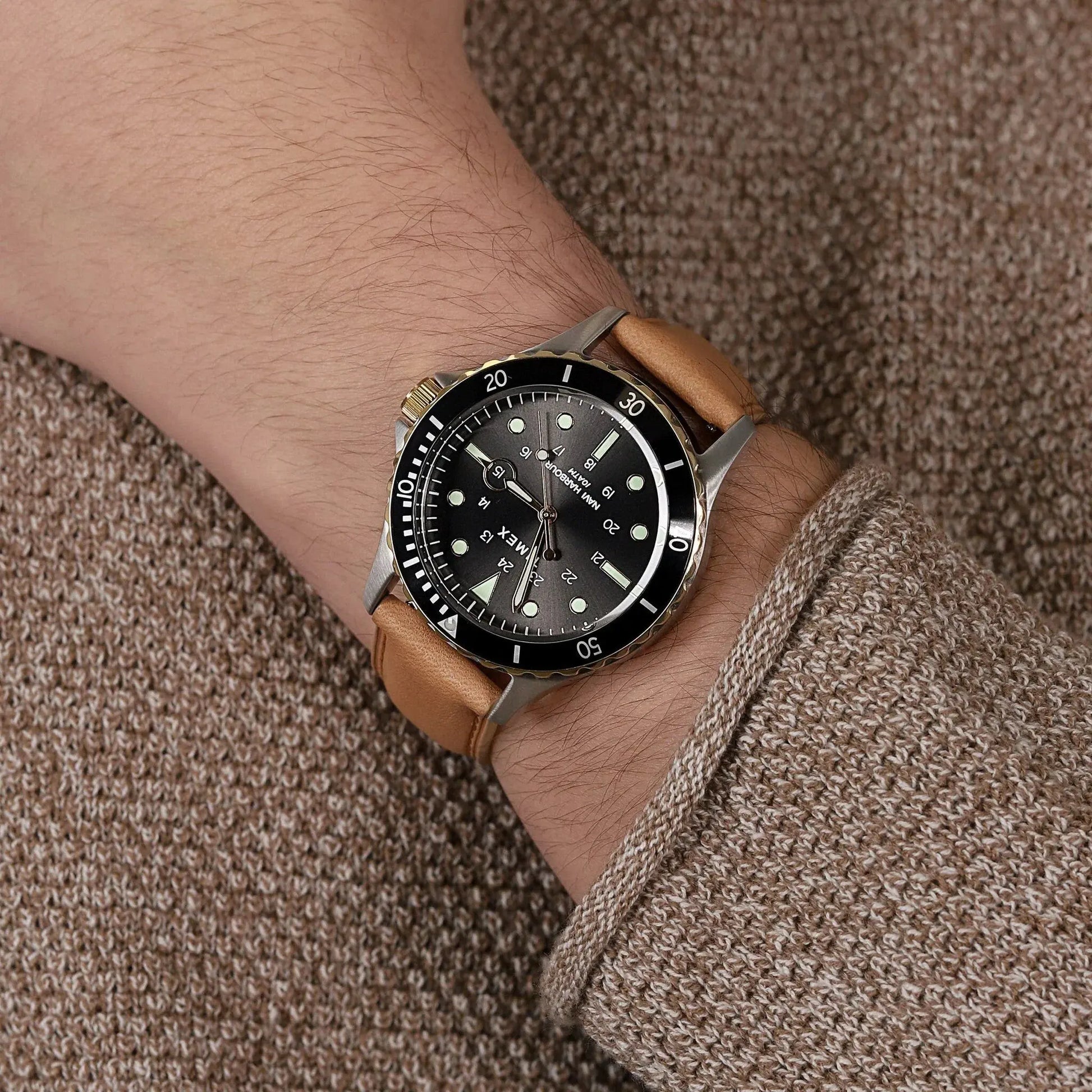 Timex Men's Black Dial Watch, Tan Leather Band | Tw2u55600 by TIMEX