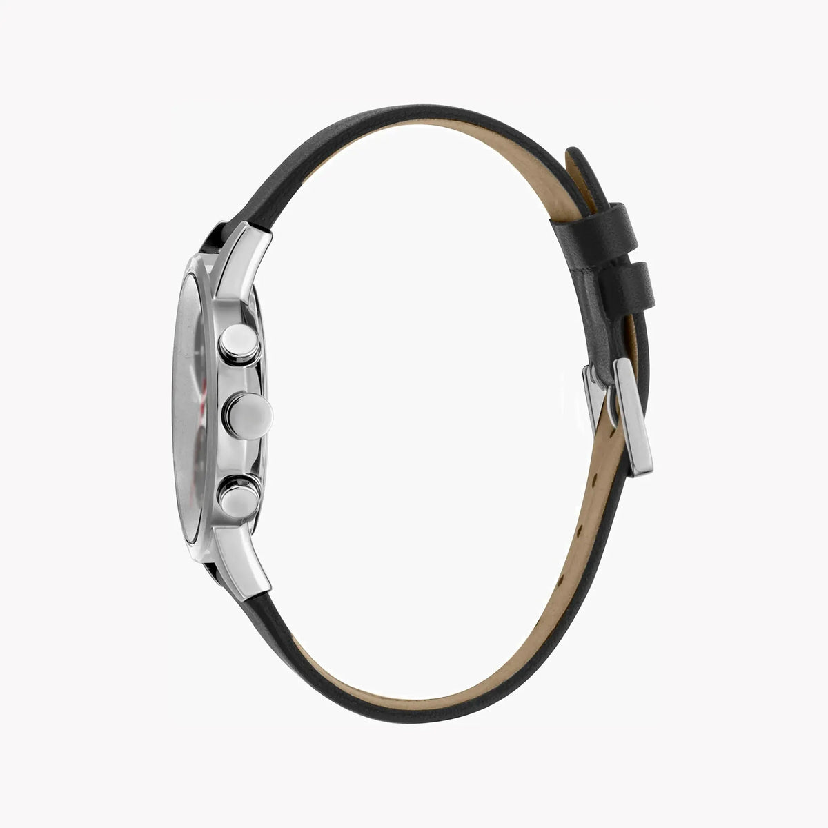 Esprit Men's Black Leather Watch, Silver Dial | Es1g034m0045 by ESPRIT