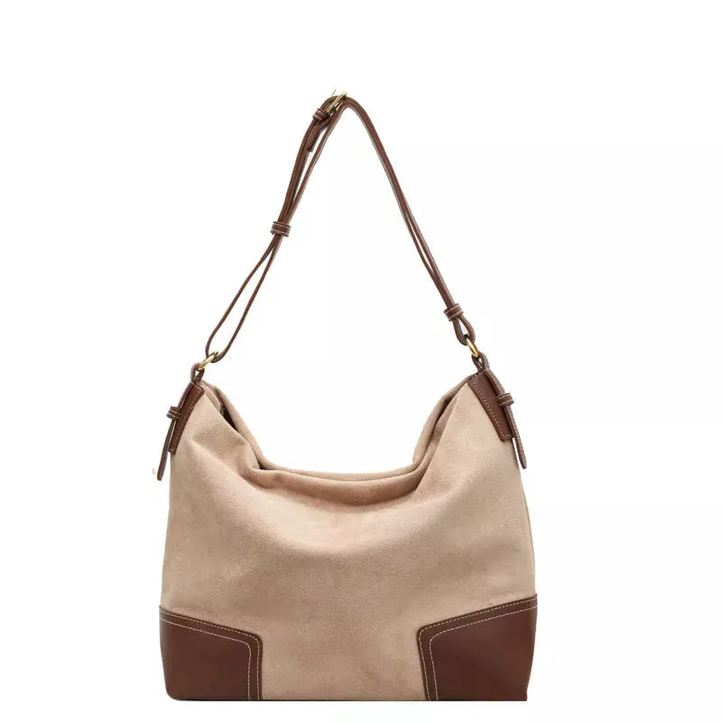 Suede Tote Bag with Leather Trim by Partner Label