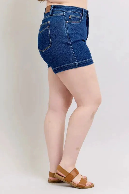 Judy Blue Full Size High Waist Tummy Control Denim Shorts Plus Size by Judy Blue