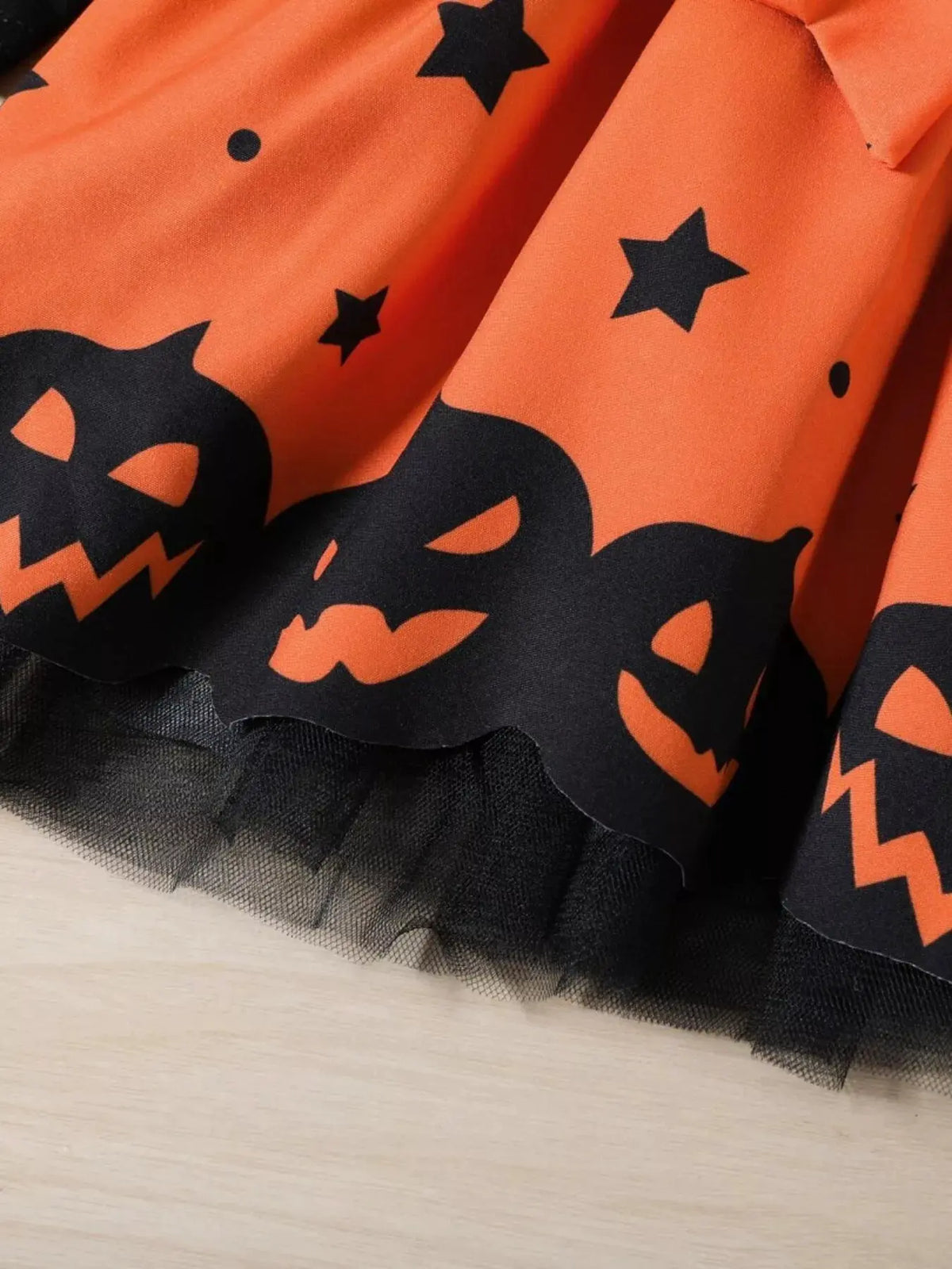 Children's Halloween Pumpkin Print Bowknot Long Sleeve Dress by Trendsi