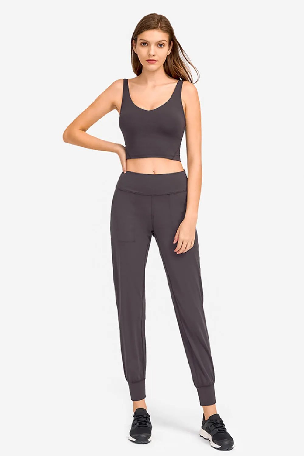 Millennia Deep V-Neck Crop Sports Bra by Millennia